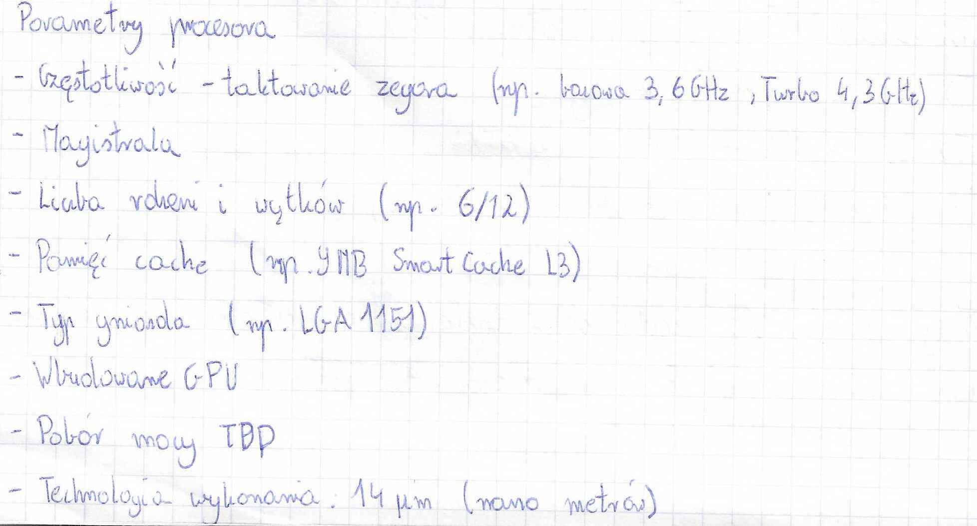 Parametry procesora